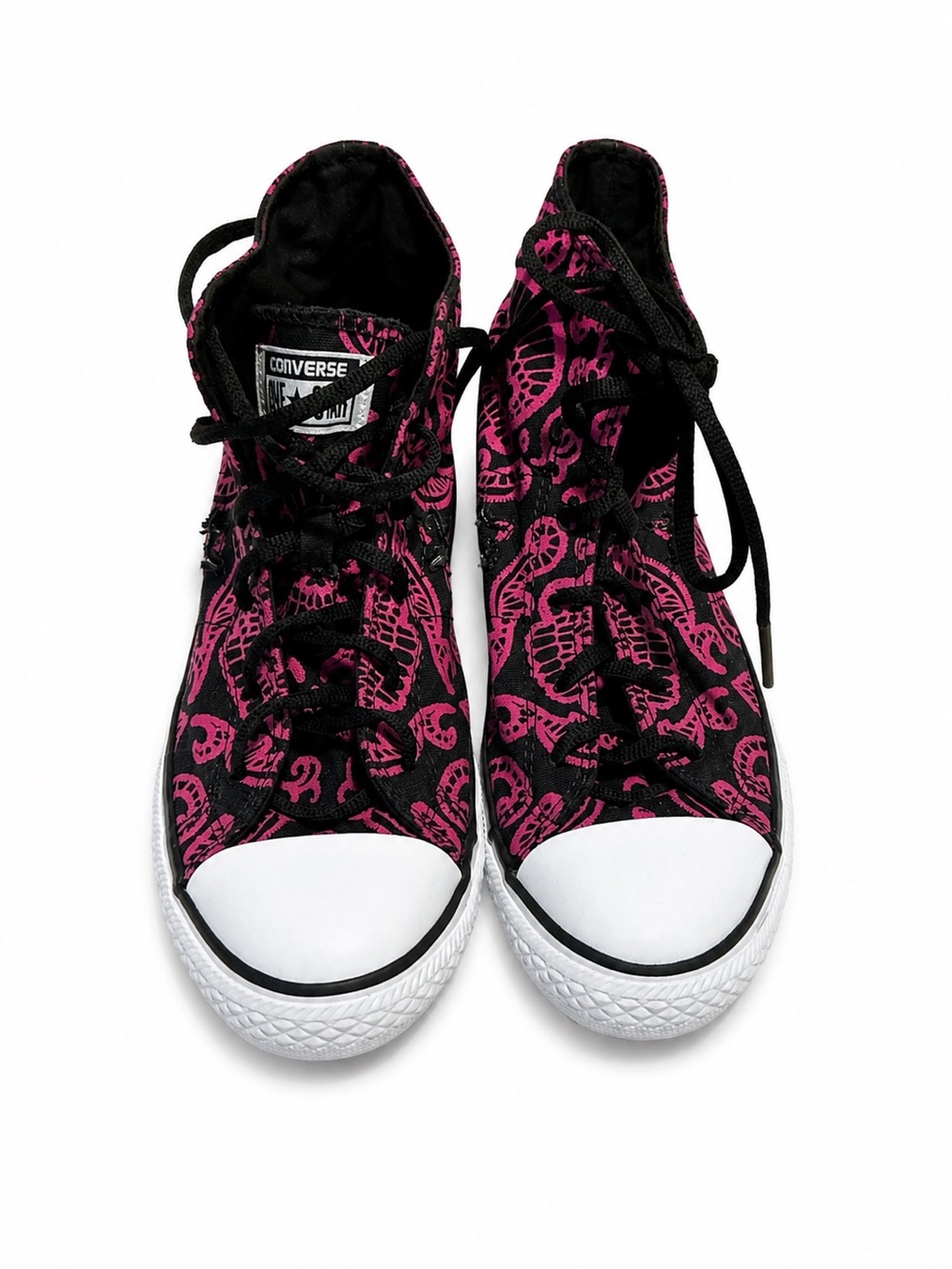 Converse One Star High Top Skull Print Sneakers Black Pink Women’s size 6
